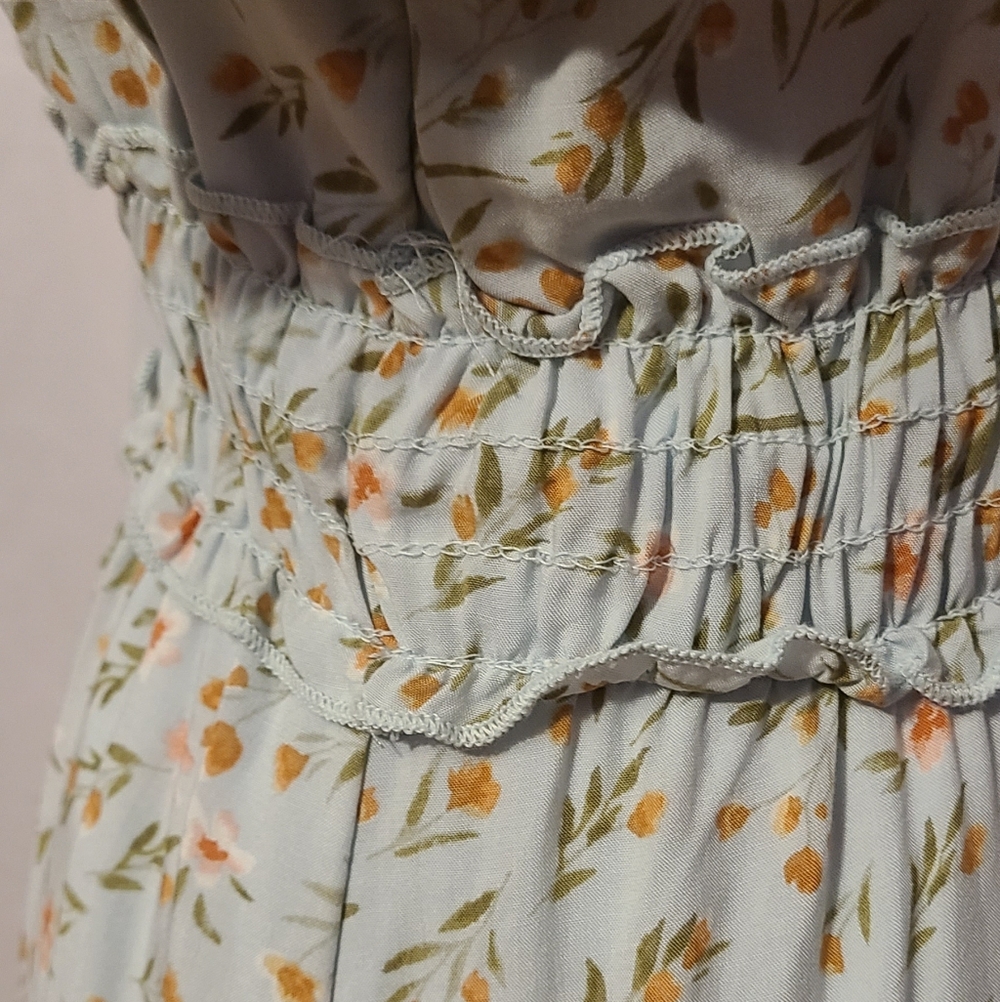Altar'd State Light Sage Floral Smocked-Waist Dress - Picture 7 of 10